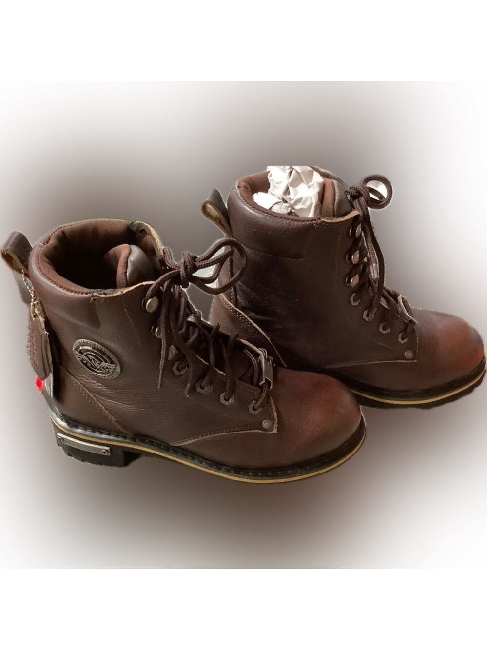 Milwaukee Leather Women’s Dark Brown Lace-Up Biker Boots Size 8, New in Box